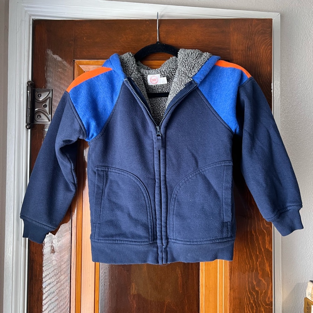 Wonder Nation Navy and Blue Kids Sherpa Lined Zip Up Hoodie